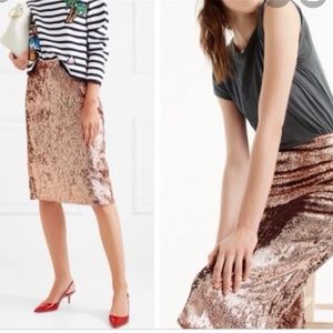 JCrew Rose Gold Sequin Pencil Skirt